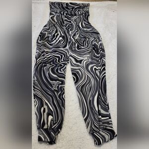 2K Swirl Print Strapless Jumpsuit L Black Gray Abstract Marble Retro 2000s